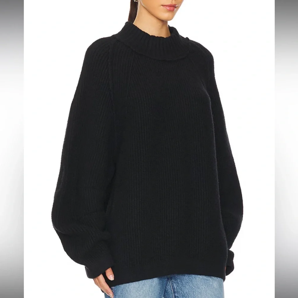 NWOT Free People Black Sunbeam Oversize Turtleneck Sweater